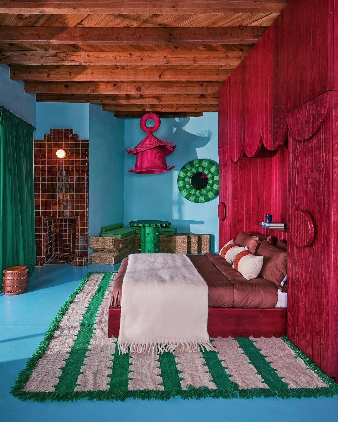 City concept — a vivid, craft-rich guest room in Mexico City